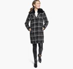Plaid Coat With Removable Faux-Fur Collar - 04501812-S 8 Plaid Coat With Removable Faux-Fur Collar - 04501812-S -Sleek Wear Store 451812 master 2
