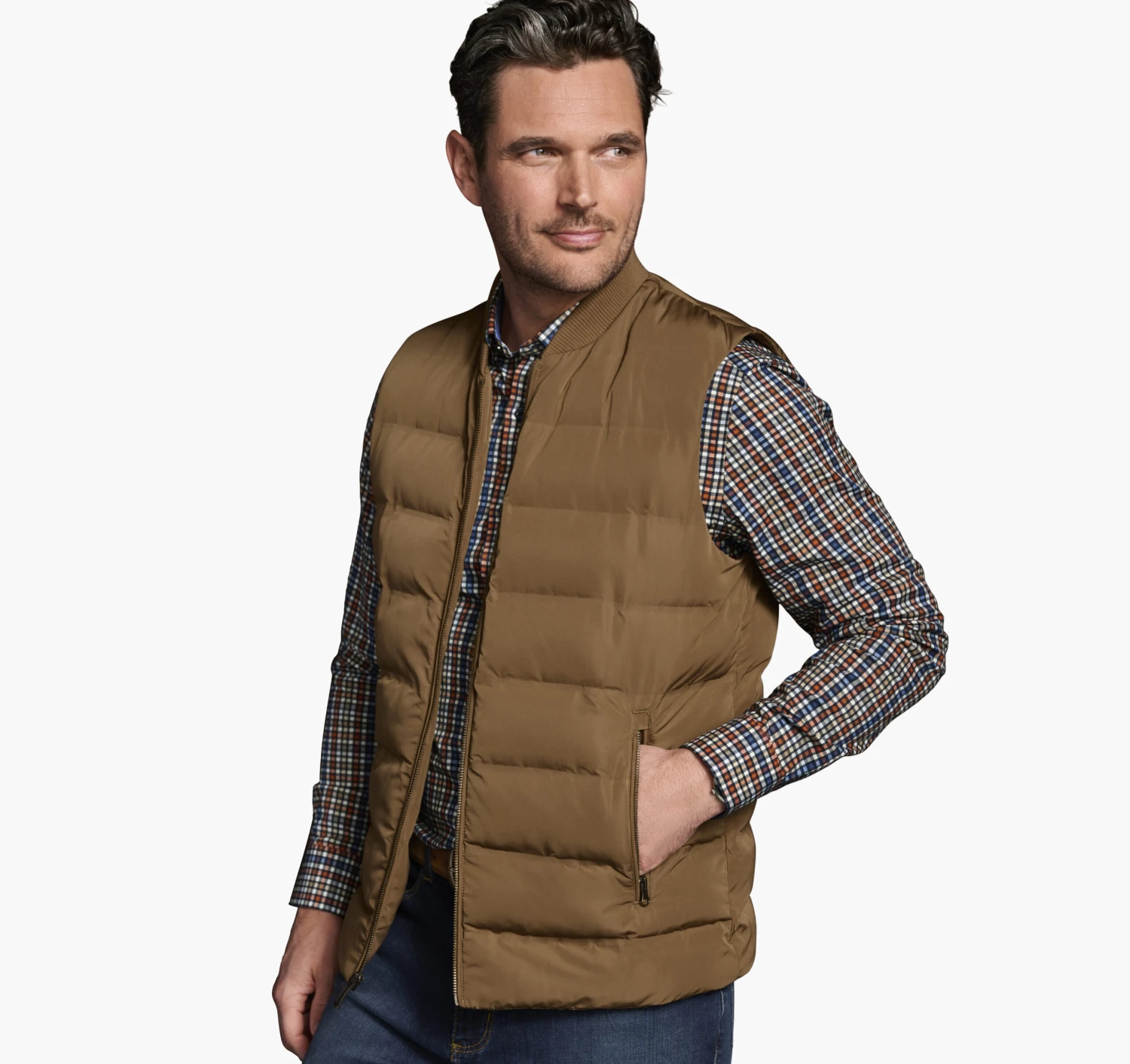 Channel Quilt Vest With Knit Collar - 04903198-XXL 3 Channel Quilt Vest With Knit Collar - 04903198-XXL
