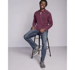 Vintage Slub Long-Sleeve Polo - 07405544-XXL -Sleek Wear Store 745544 master 2