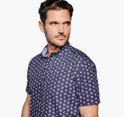 Printed Cotton Short-Sleeve Shirt - 07409275-M-S -Sleek Wear Store 749275 master 4