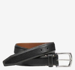 Topstitched Leather Belt - 07561550-34